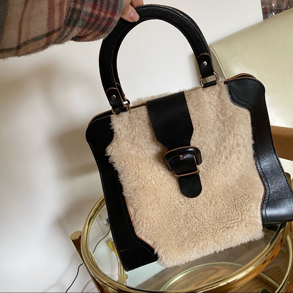 Marni shearing and leather tote bag